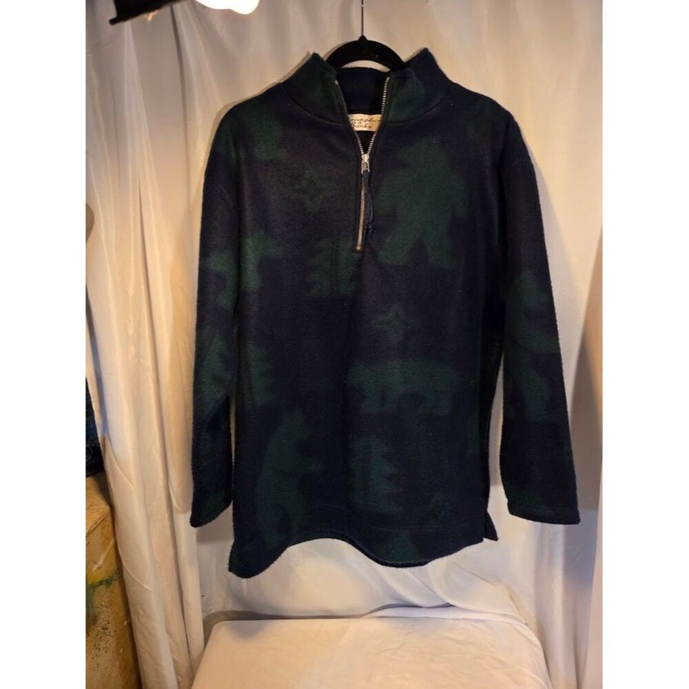Vintage Christopher & Banks Bear Print Fleece Pullover Quarter Zip Size M